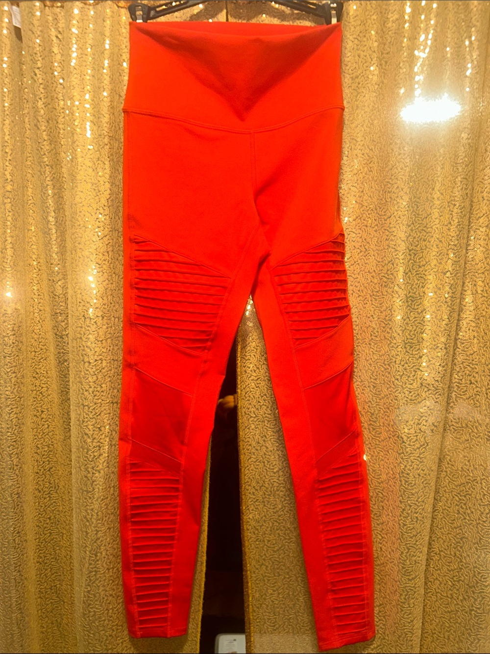 ALO Yoga Red Ribbed Moto Leggings